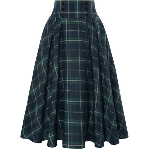 Plaid Skirts for Women High Waisted Dark Blue - Picture 1 of 6